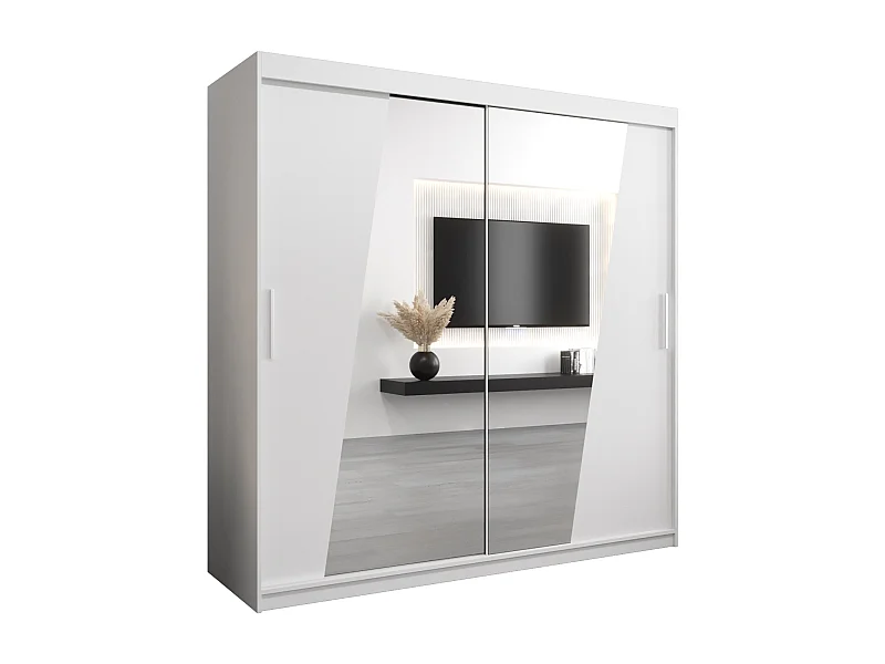 Schwebetürenschrank Rhomb 200/200/62 2-Türig (Weiß)