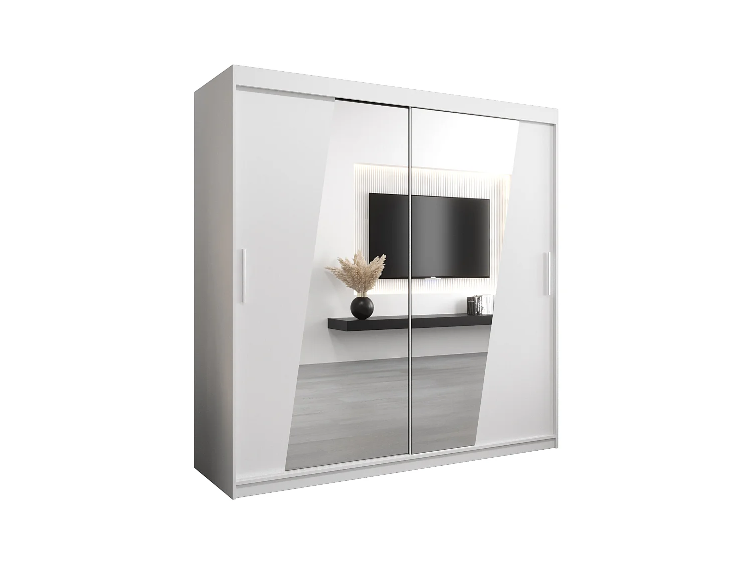 Armoire Rhomb À Portes Coulissantes 200/200/62 2 portes (Blanc/Blanc)