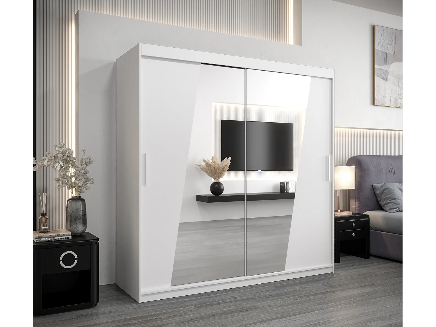 Armoire Rhomb À Portes Coulissantes 200/200/62 2 portes (Blanc/Blanc)