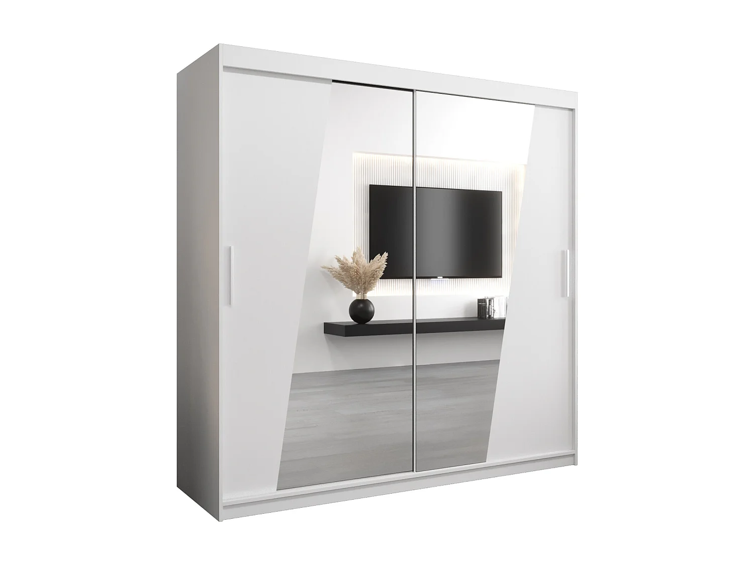 Armoire Rhomb À Portes Coulissantes 200/200/62 2 portes (Blanc/Blanc)