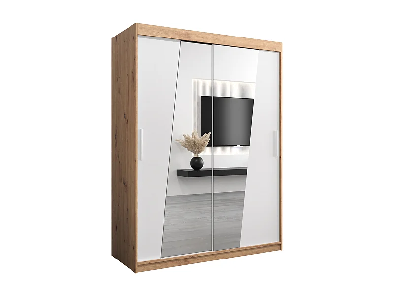 Elypse kledingkast met schuifdeuren 200/150/62 2 deuren (artisan/wit)