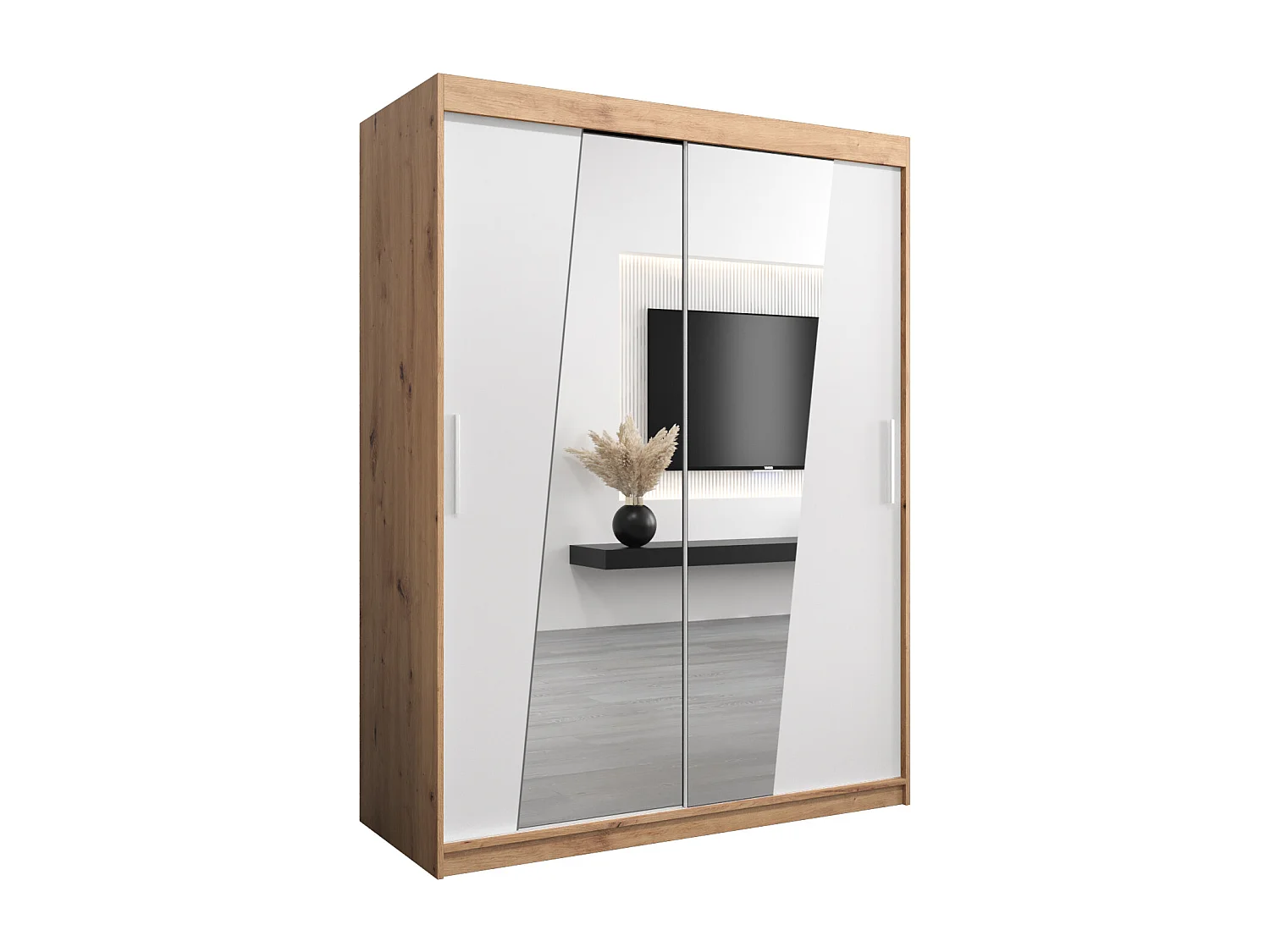 Elypse kledingkast met schuifdeuren 200/150/62 2 deuren (artisan/wit)