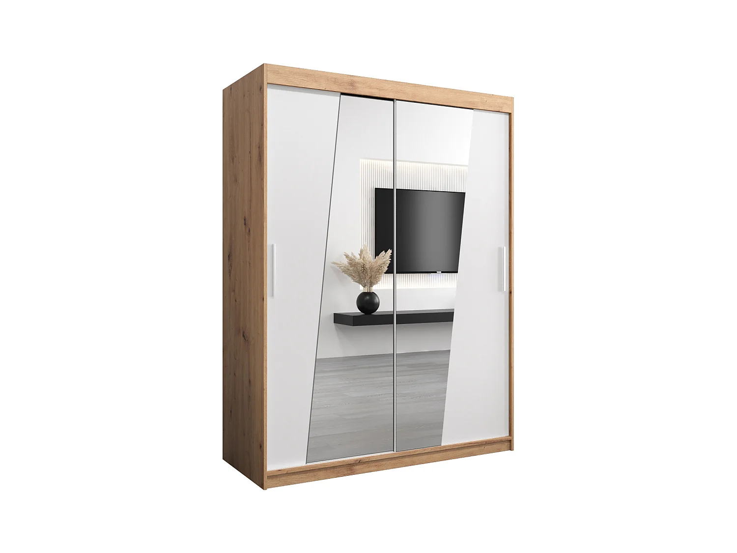 Armoire Rhomb À Portes Coulissantes 200/150/62 2 portes (Artisan/Blanc)