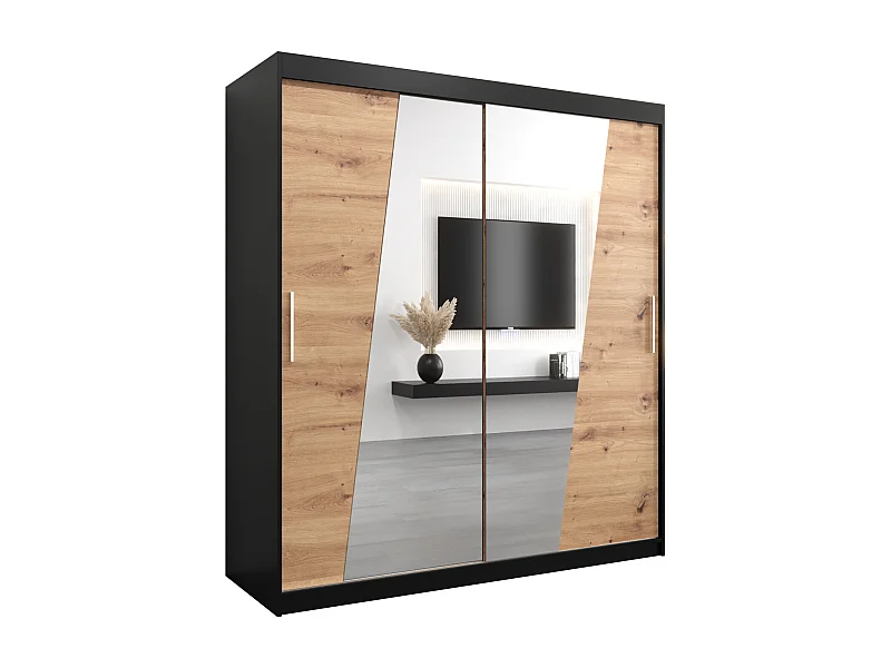 Armadio Rhomb ad ante scorrevoli 200/180/62 2 porte (nero/artisan)