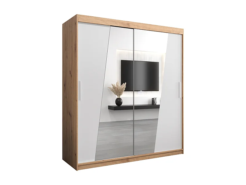 Armoire Rhomb À Portes Coulissantes 200/180/62 2 portes (Artisan/Blanc)