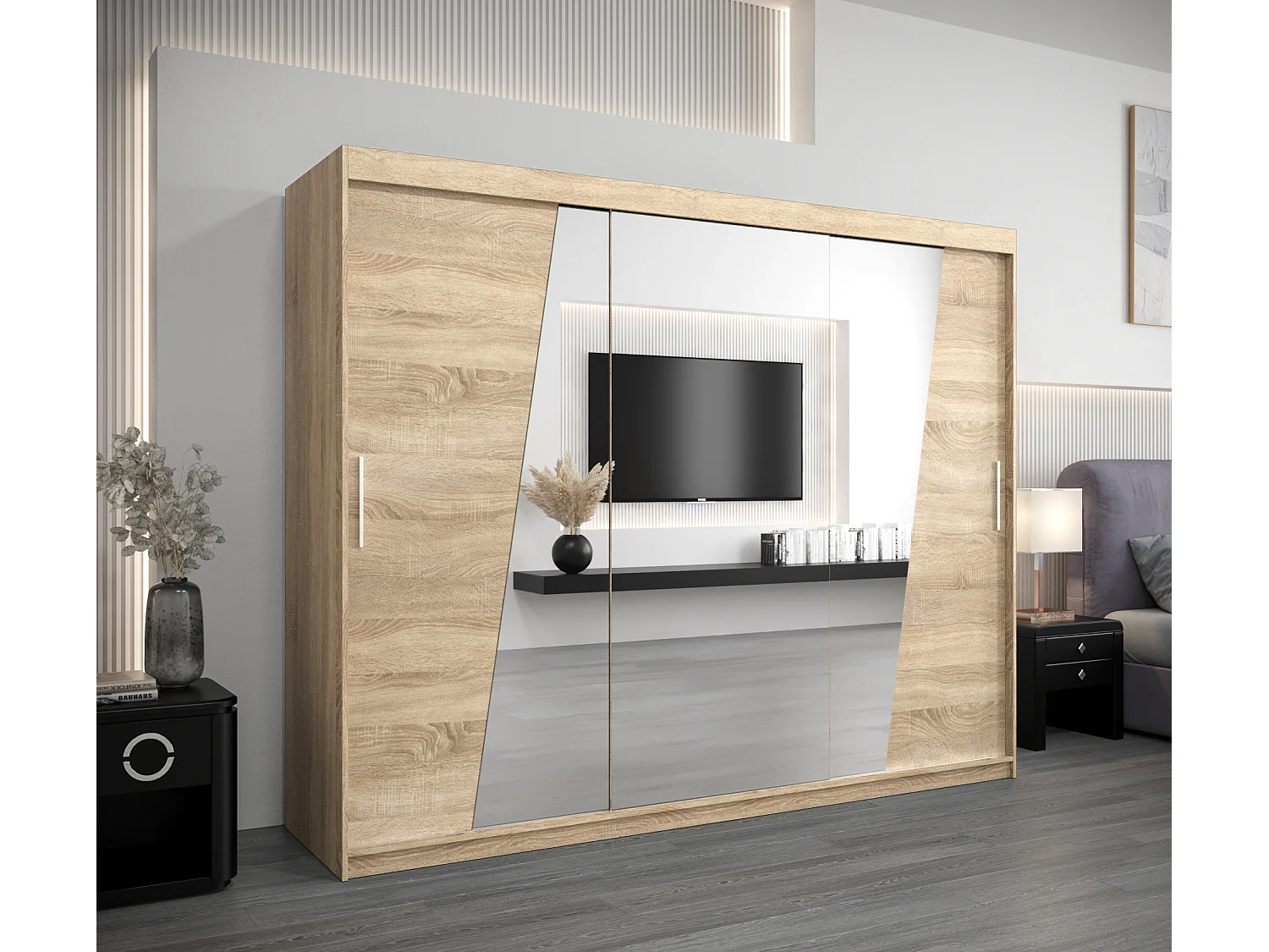 Schwebetürenschrank Rhomb 200/250/62 2-Türig (Sonoma)