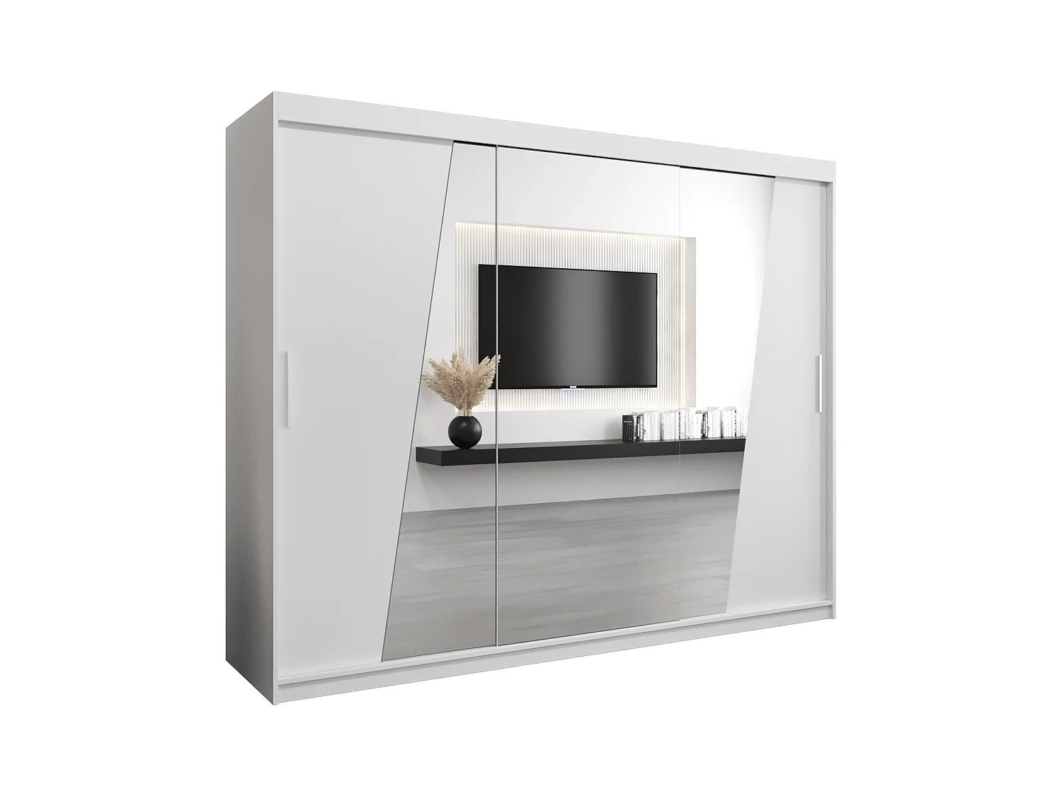 Armoire Rhomb À Portes Coulissantes 200/250/62 3 Portes (Blanc/Blanc)