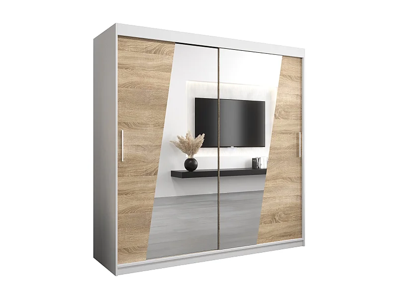 Armoire Rhomb À Portes Coulissantes 200/200/62 2 portes (Blanc/Sonoma)