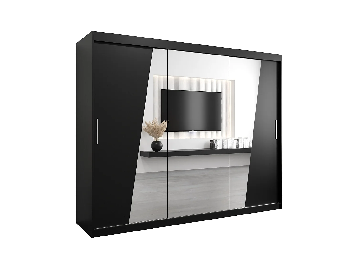 Armoire Rhomb À Portes Coulissantes 200/250/62 3 Portes (Noir/Noir)