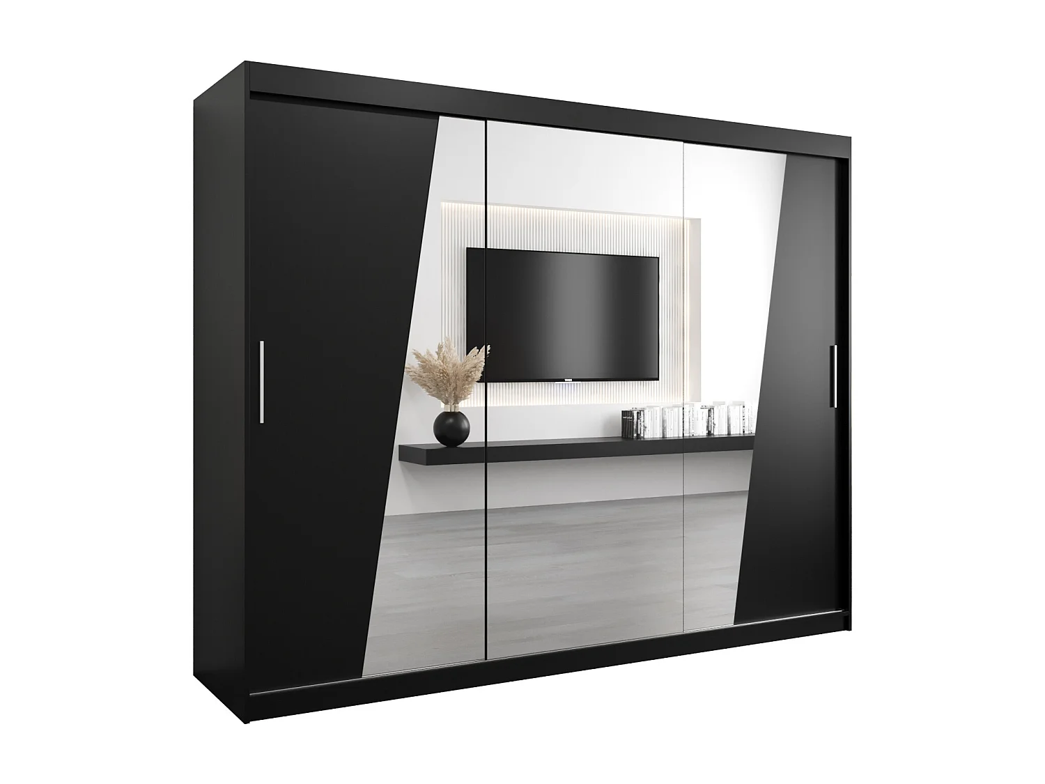 Armoire Rhomb À Portes Coulissantes 200/250/62 3 Portes (Noir/Noir)