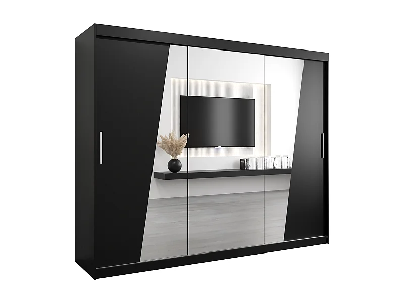 Elypse kledingkast met schuifdeuren 200/250/62 3 deuren (zwart/zwart)