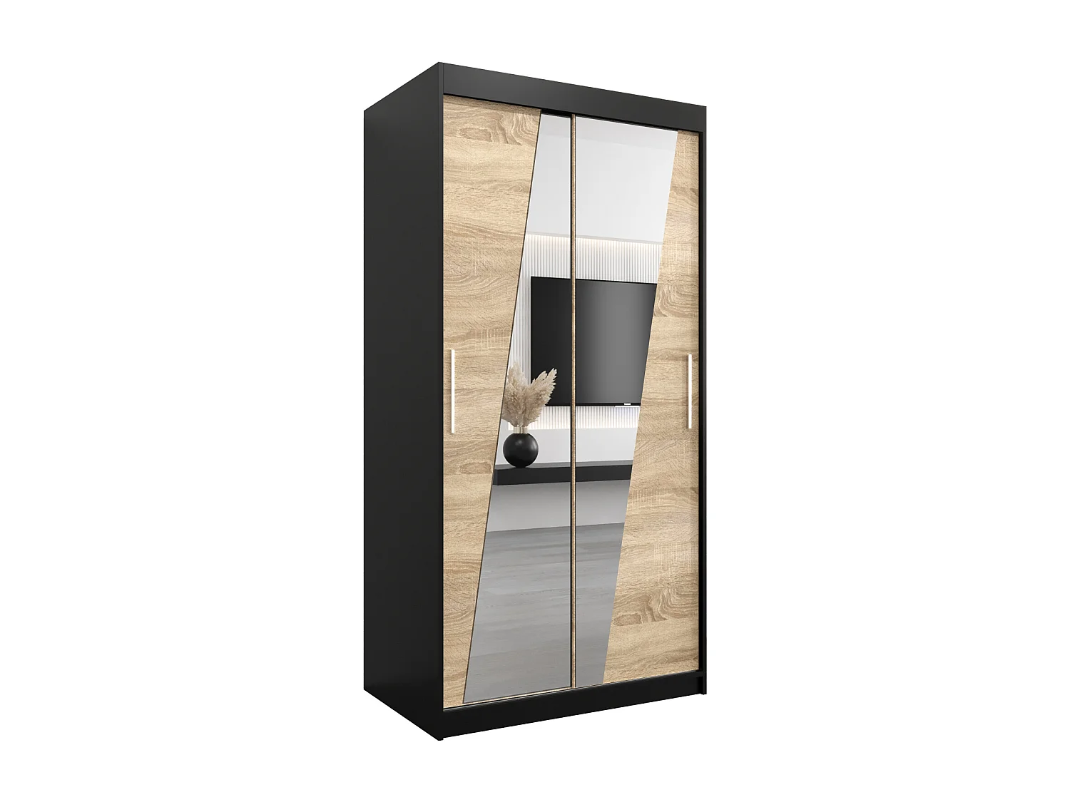 Armoire Rhomb À Portes Coulissantes 200/100/62 2 portes (Noir/Sonoma)