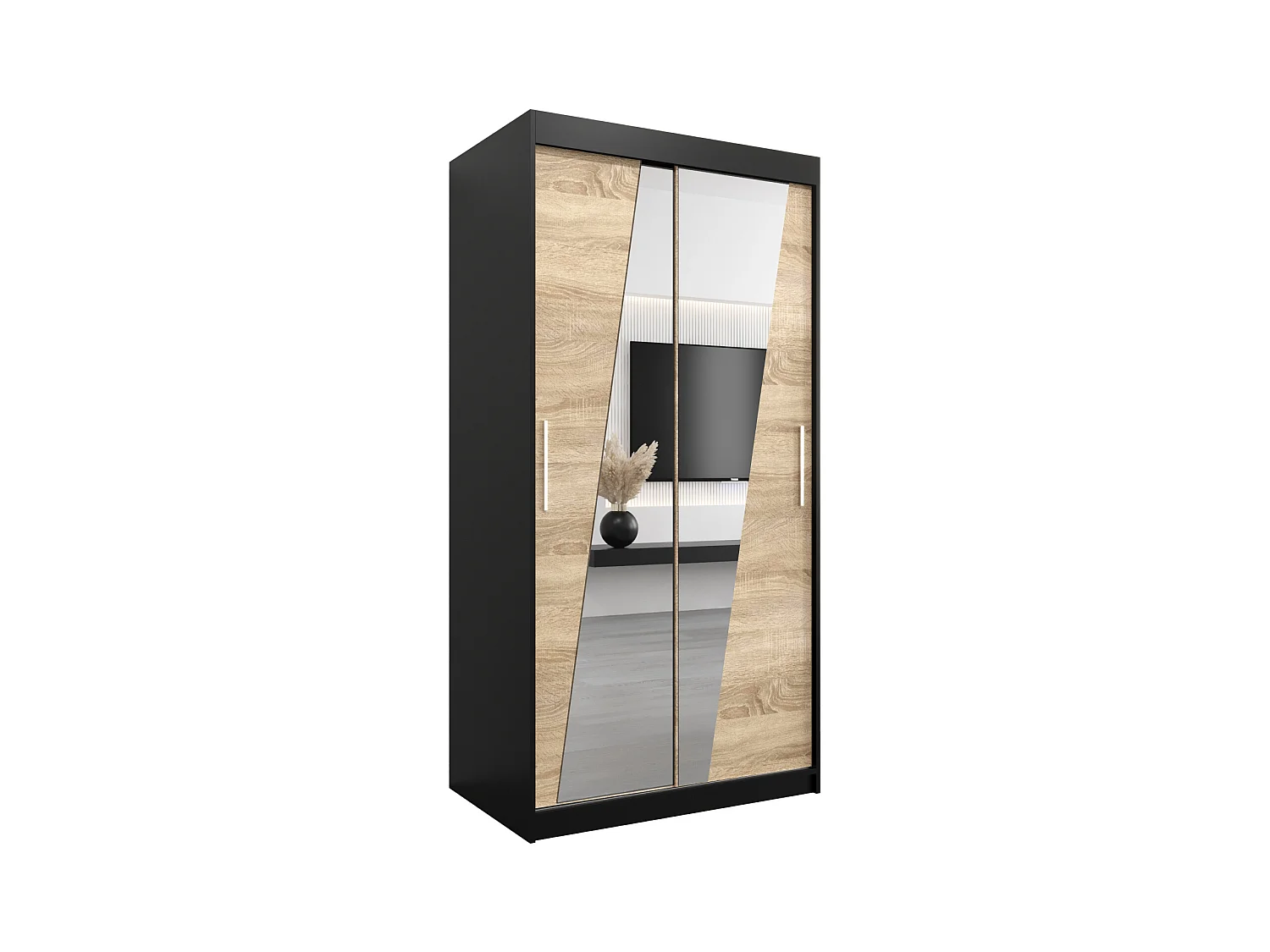 Armoire Rhomb À Portes Coulissantes 200/100/62 2 portes (Noir/Sonoma)