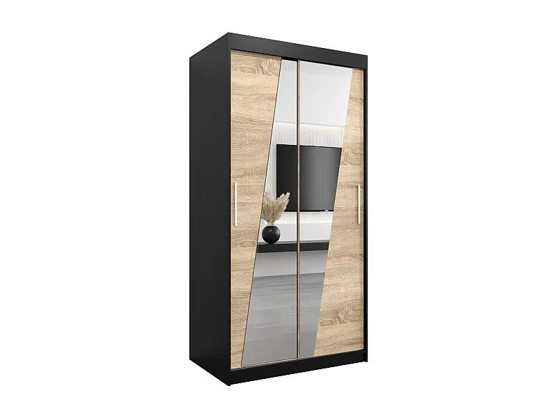 Armario Rhomb de puertas correderas 200/100/62 2 puertas (negro/sonoma)