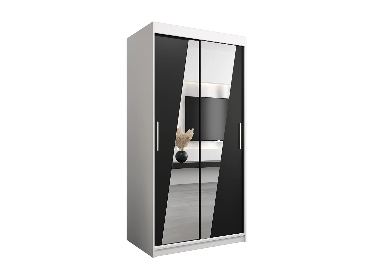 Armoire Rhomb À Portes Coulissantes 200/100/62 2 portes (Blanc/Noir)