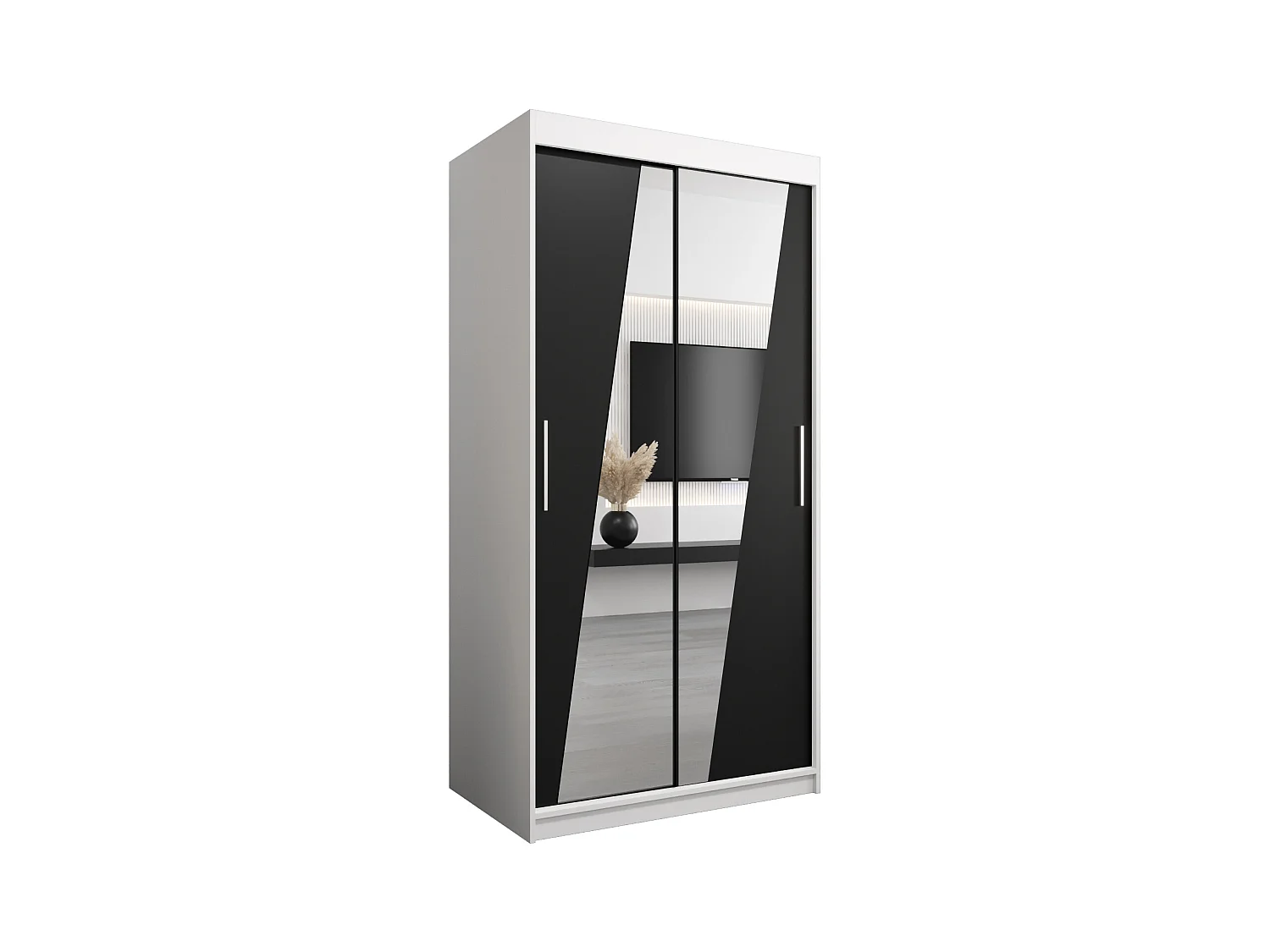 Armoire Rhomb À Portes Coulissantes 200/100/62 2 portes (Blanc/Noir)
