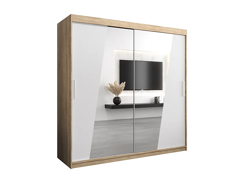 Armoire Rhomb À Portes Coulissantes 200/200/62 2 portes (Sonoma/Blanc)