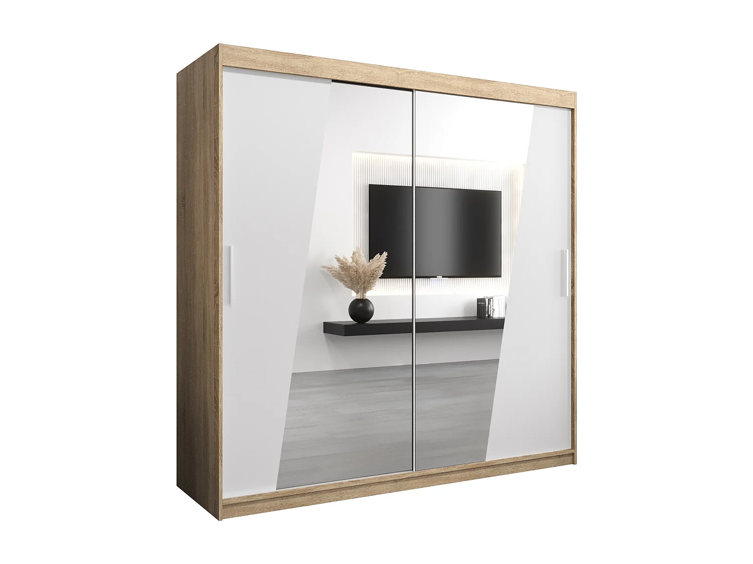 Armoire Rhomb À Portes Coulissantes 200/200/62 2 portes (Sonoma/Blanc)