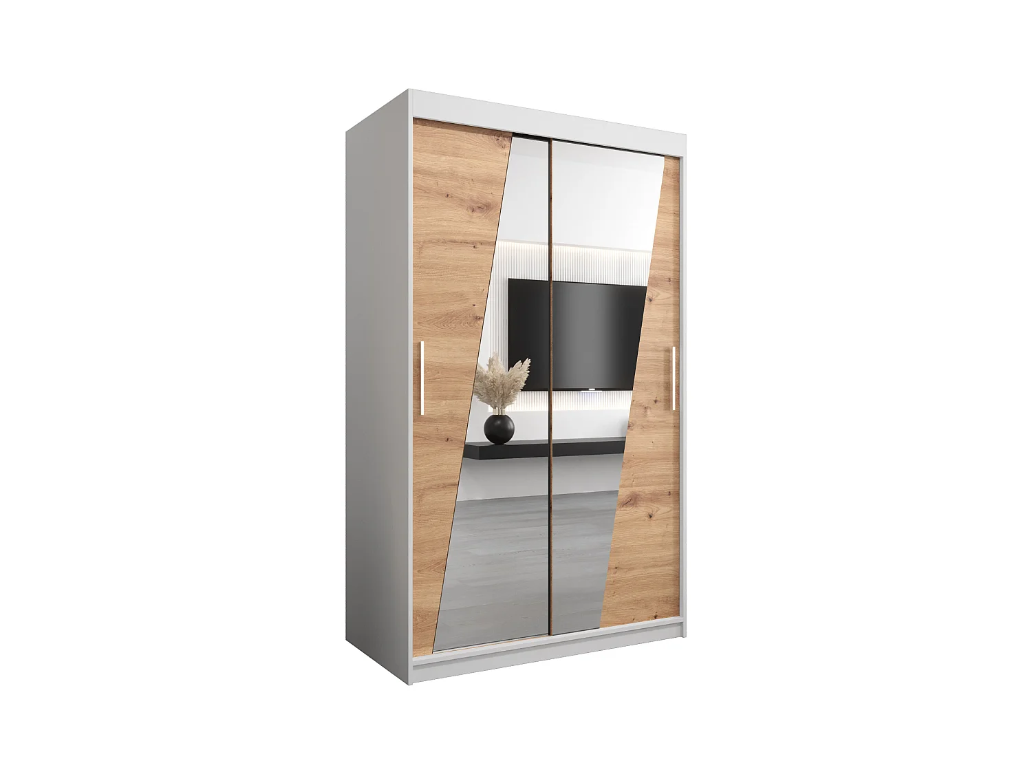 Armoire Rhomb À Portes Coulissantes 200/120/62 2 portes (Blanc/Artisan)