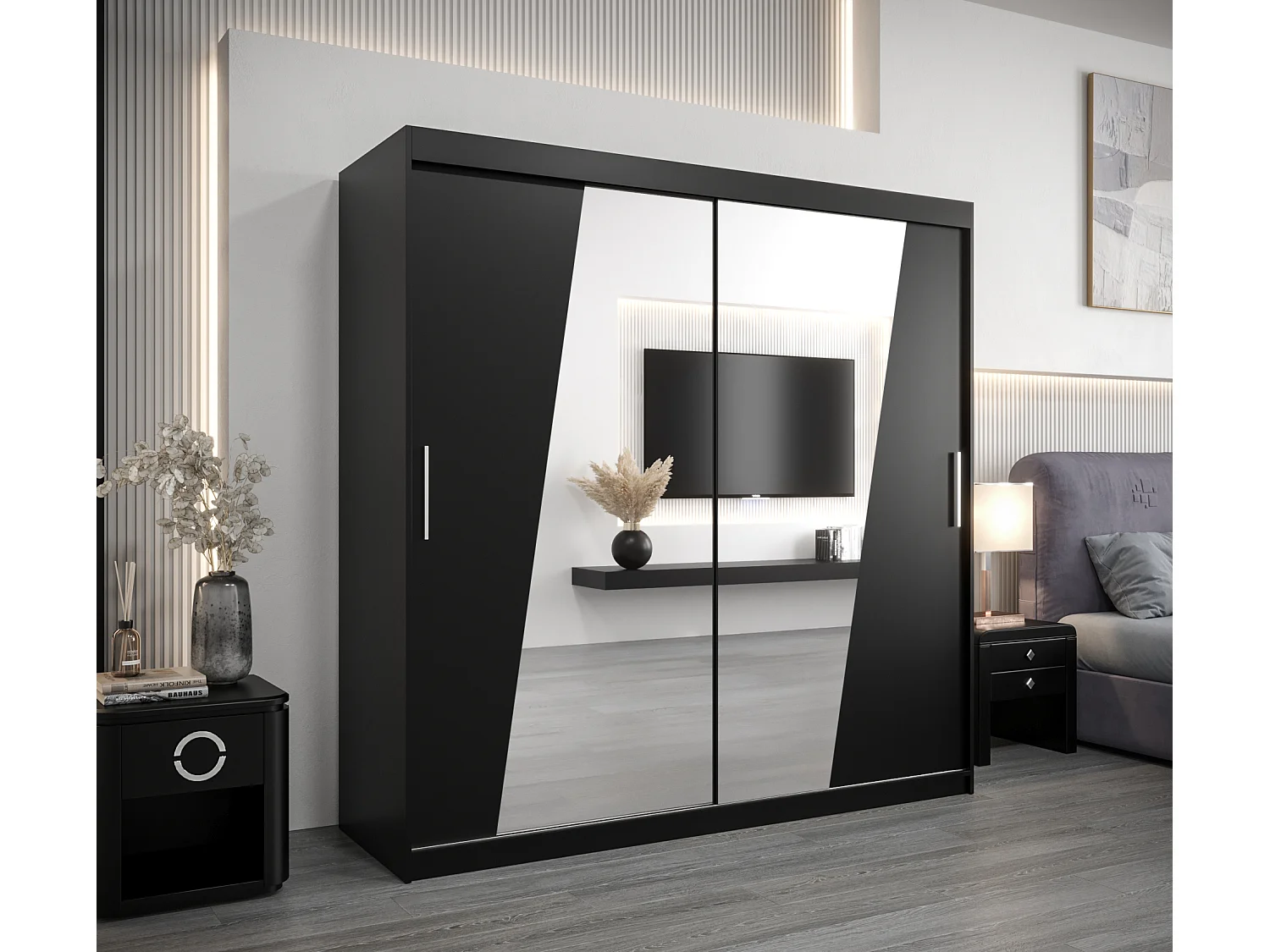 Armadio Rhomb ad ante scorrevoli 200/200/62 2 porte (nero/nero)