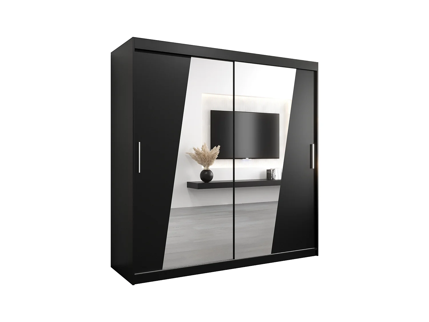 Armoire Rhomb À Portes Coulissantes 200/200/62 2 portes (Noir/Noir)