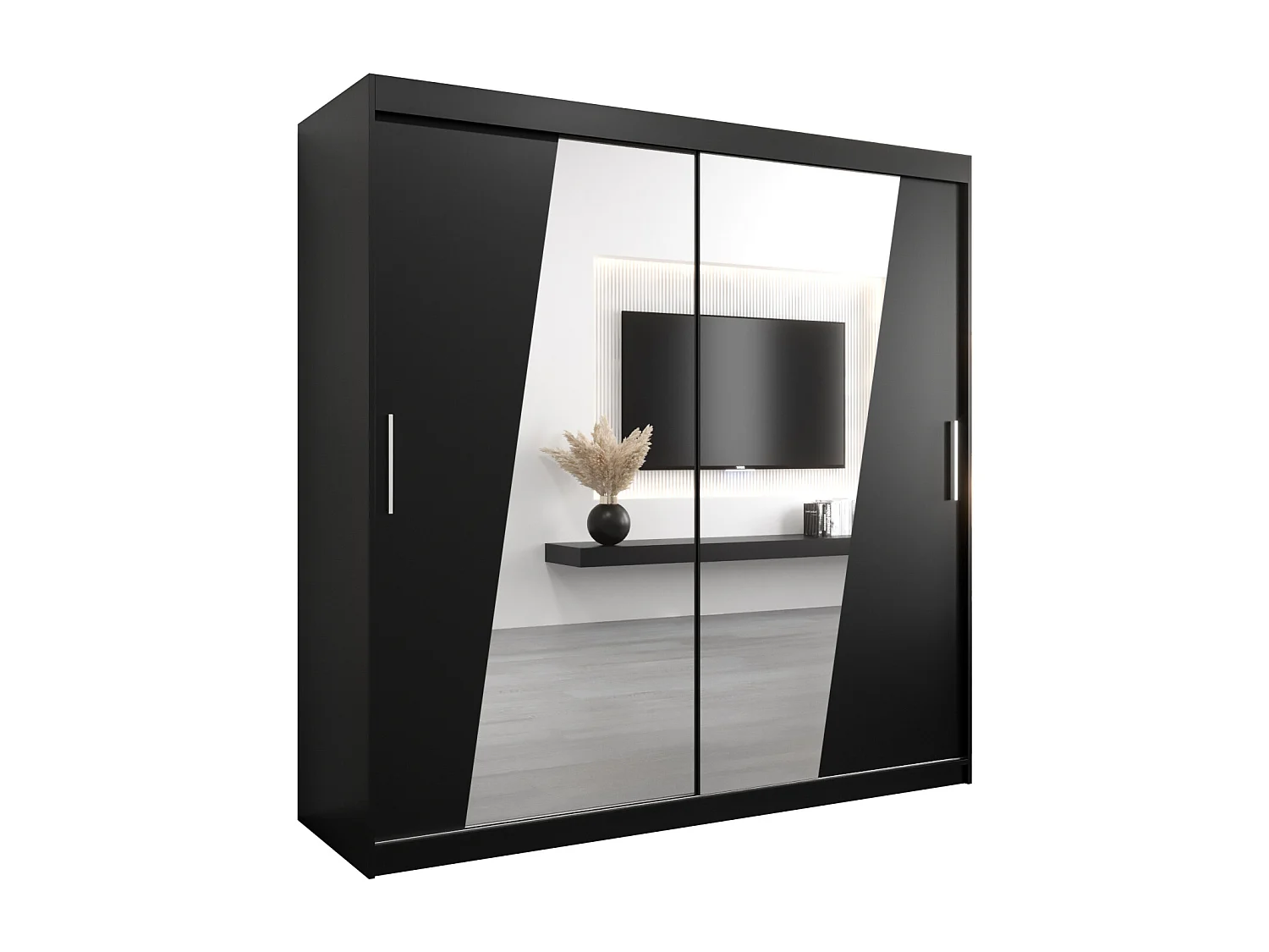 Armoire Rhomb À Portes Coulissantes 200/200/62 2 portes (Noir/Noir)