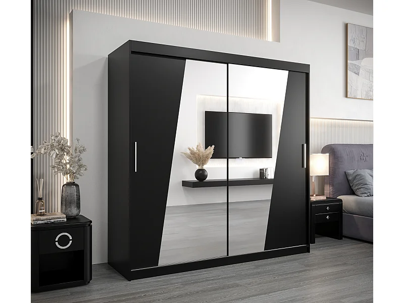 Armoire Rhomb À Portes Coulissantes 200/200/62 2 portes (Noir/Noir)