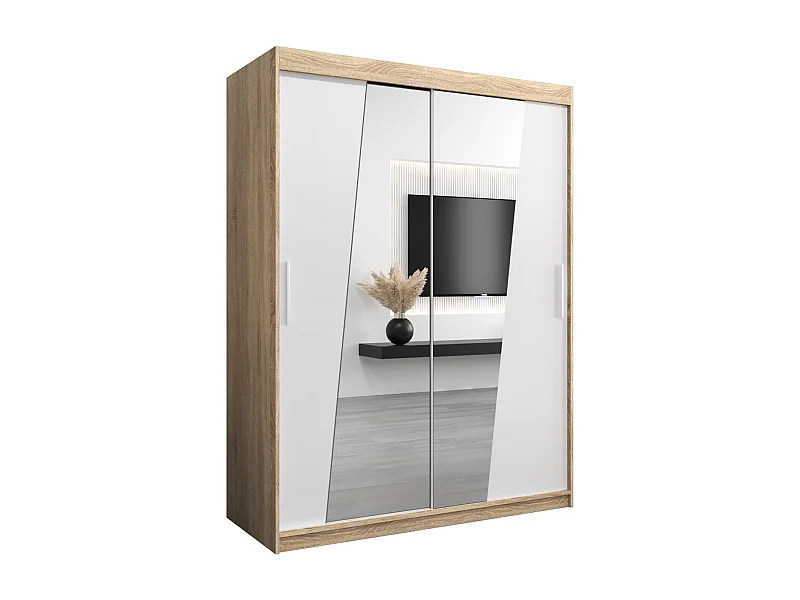 Armario Rhomb de puertas correderas 200/150/62 2 puertas (sonoma/blanco)