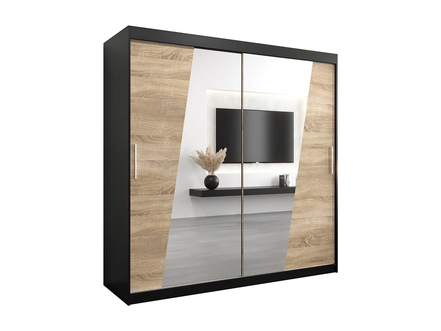 Armadio Rhomb ad ante scorrevoli 200/200/62 2 porte (nero/sonoma)