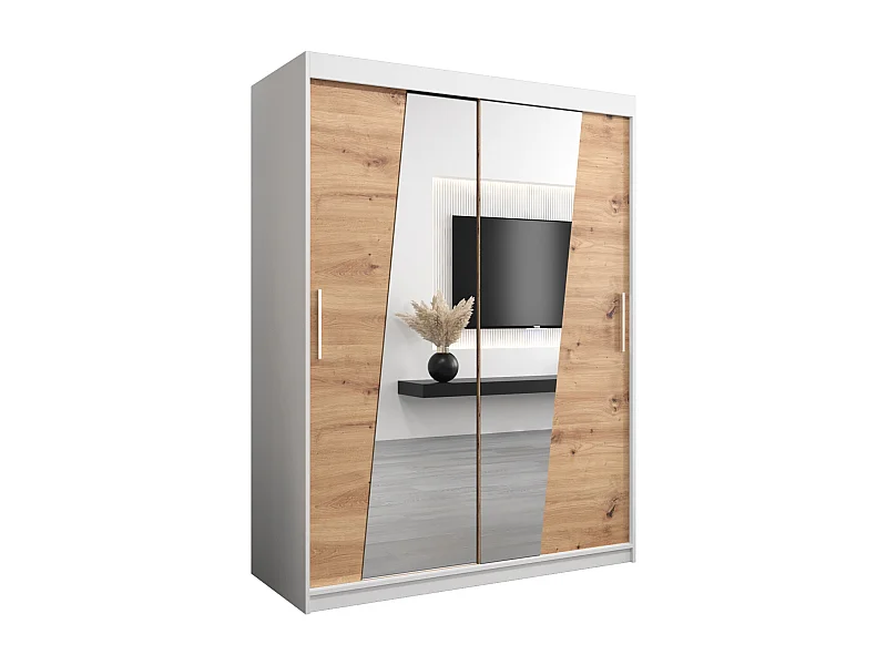 Armoire Rhomb À Portes Coulissantes 200/150/62 2 portes (Blanc/Artisan)