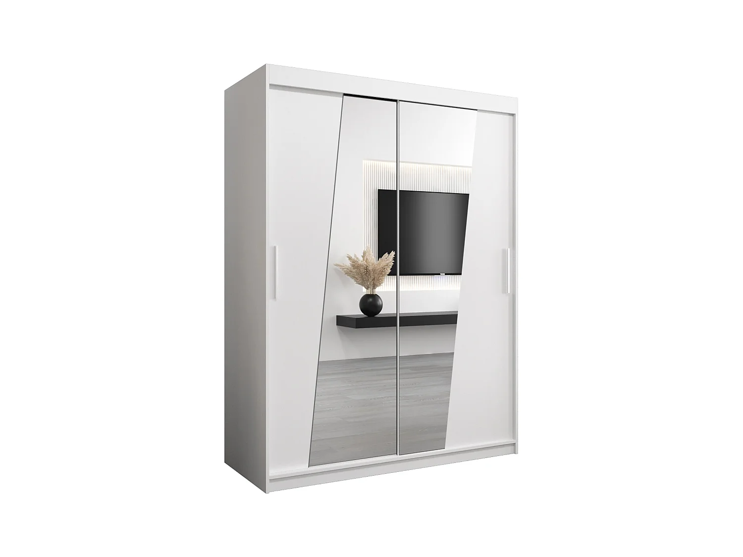 Armoire Rhomb À Portes Coulissantes 200/150/62 2 portes (Blanc/Blanc)