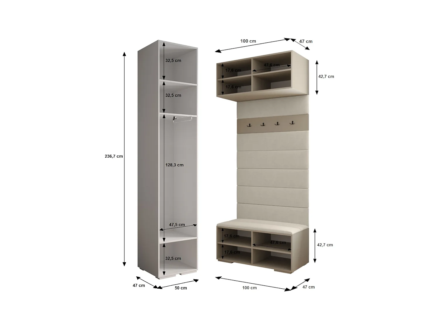Inova kledingkast Z13 236,7/200/47