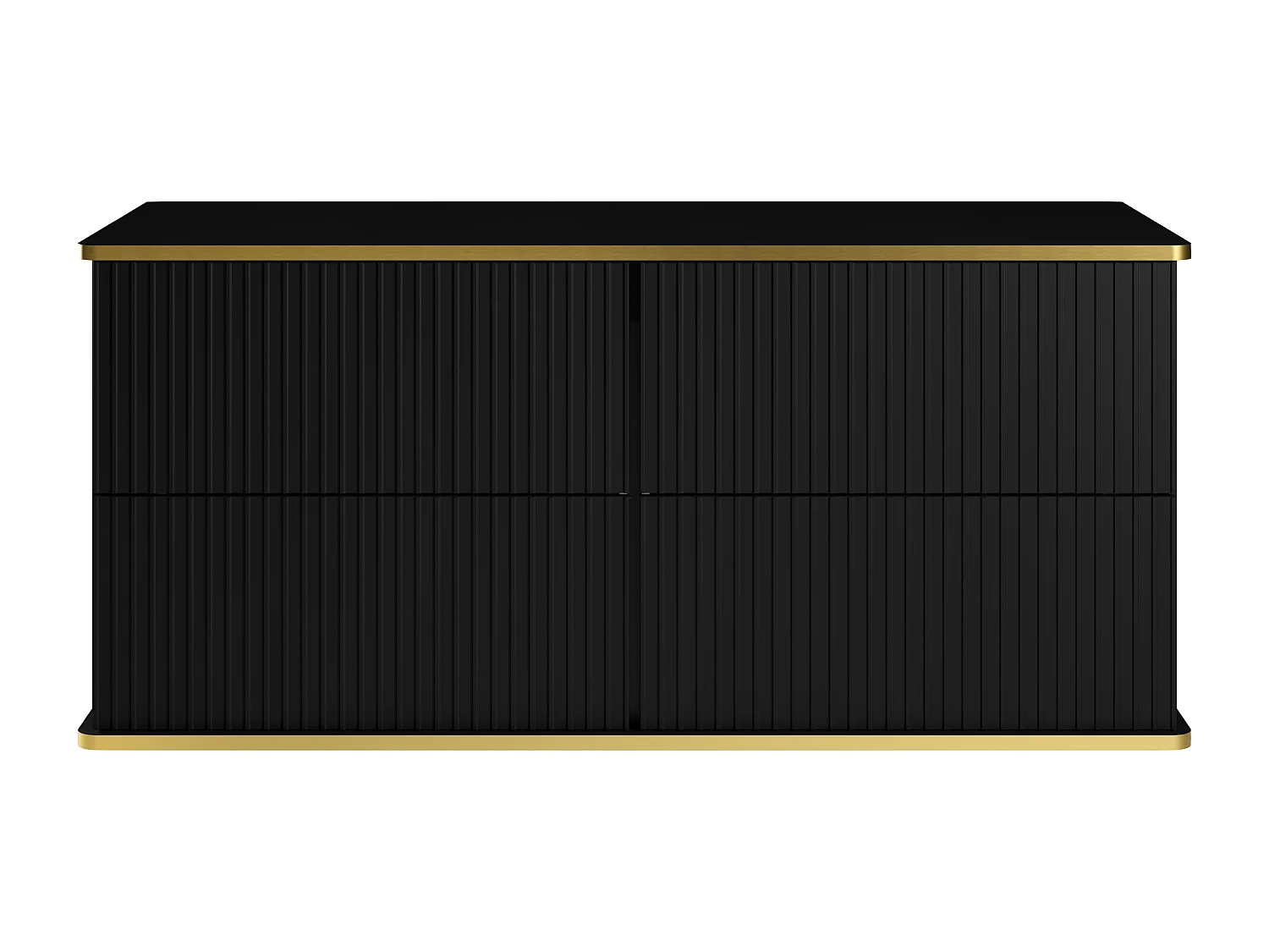 Móvel para colocar sob o lavatório suspenso estriado debruado dourado preto 120 cm - KELIZA