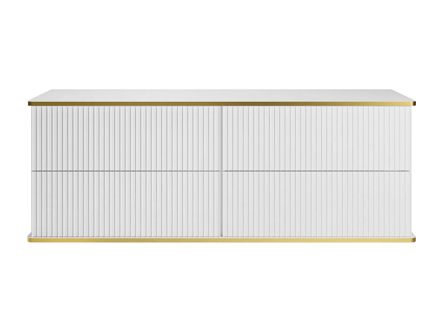 Szafka pod umywalkę wisząca ryflowana ze złotą listwą - Biały - 150 cm - KELIZA