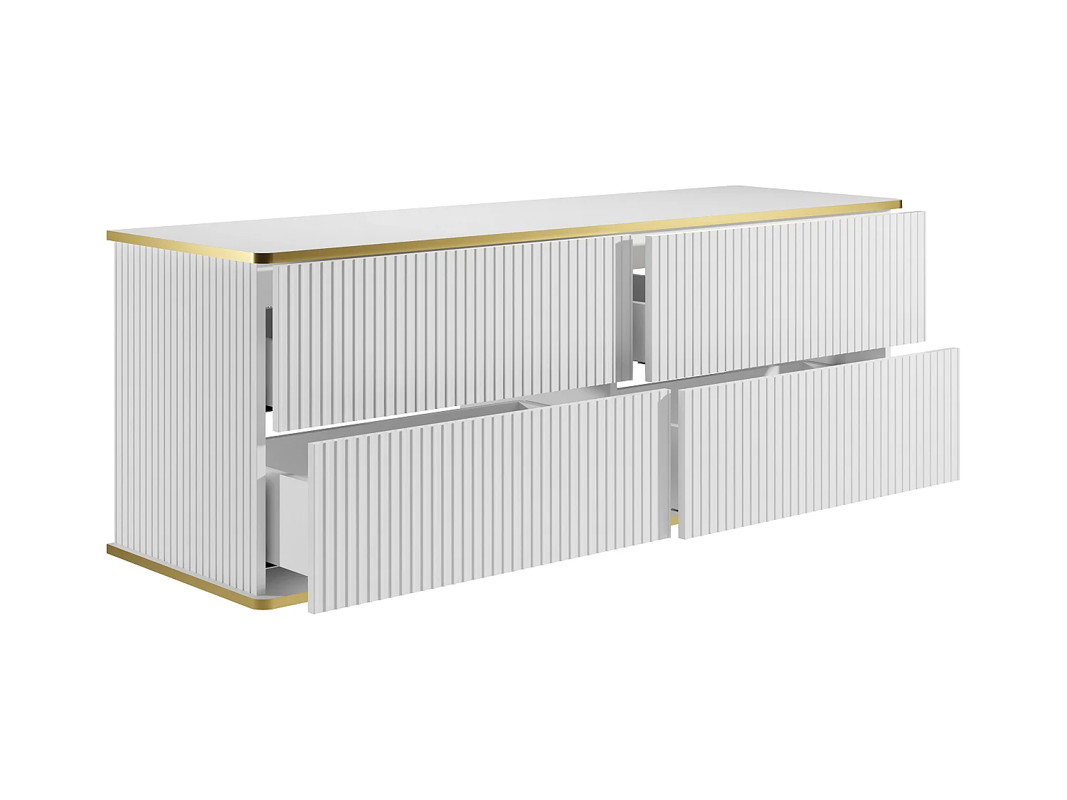 Møbel under håndvask med stribet stribet gylden stribe - Hvidt - 150 cm - KELIZA