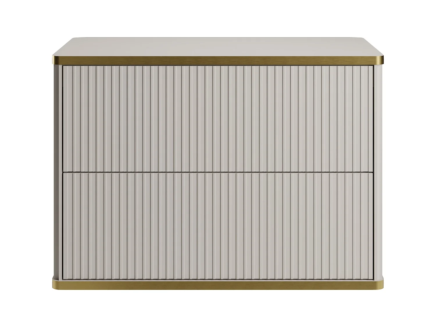 Upphängd tvättställskommod med ränder och guldkant - Beige - B80 cm - KELIZA