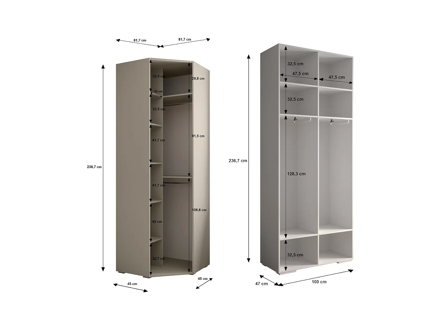 Inova kledingkast Z1 236,7/181,7/47