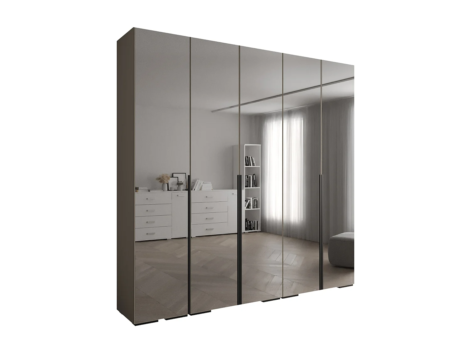 Armadio Inova 1 a ante battenti 236,7/250/47 5 porte (Grigio/Nero)