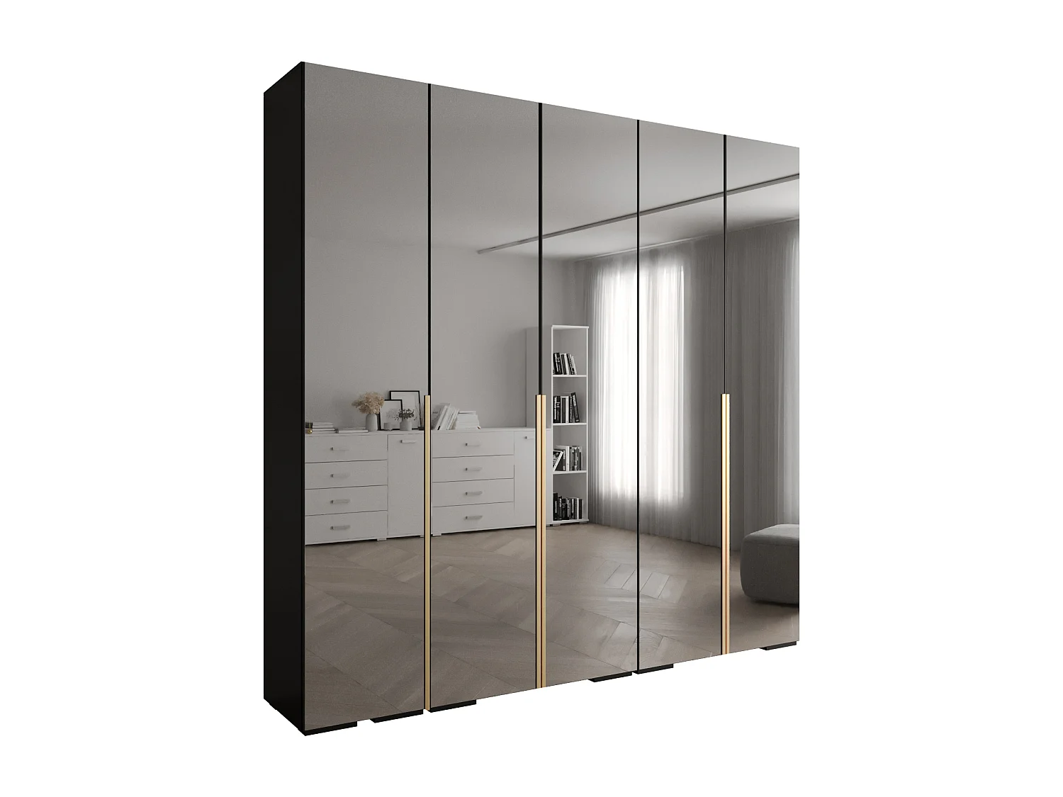 Armadio Inova 1 a ante battenti 236,7/250/47 5 porte (Nero/D'oro)