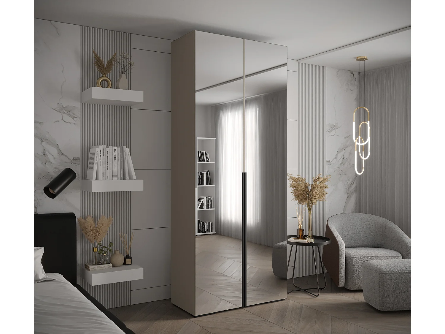 Armadio Inova 1 a ante battenti 236,7/100/47 2 porte (Grigio/Nero)