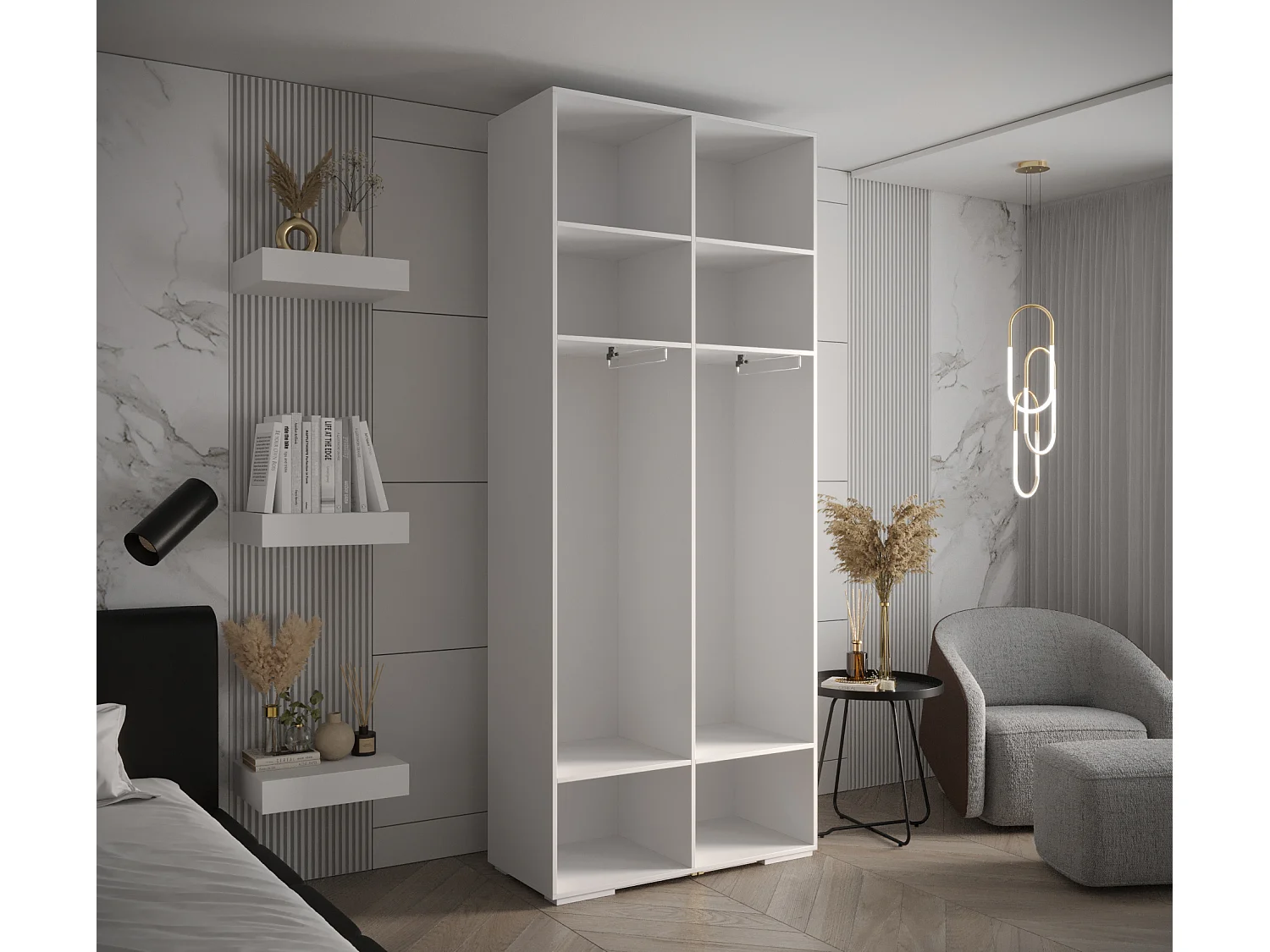 Armadio Inova 1 a ante battenti 236,7/100/47 2 porte (Grigio/Nero)