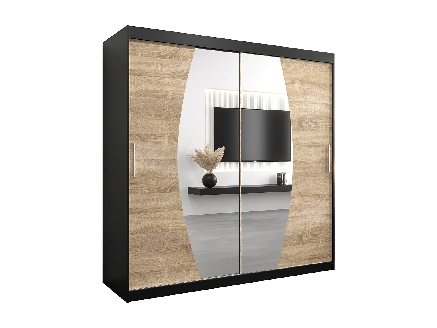 Armoire Elypse À Portes Coulissantes 200/200/62 2 portes (Noir/Sonoma)