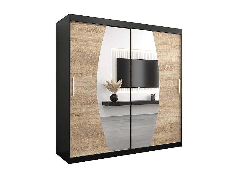 Armoire Elypse À Portes Coulissantes 200/200/62 2 portes (Noir/Sonoma)