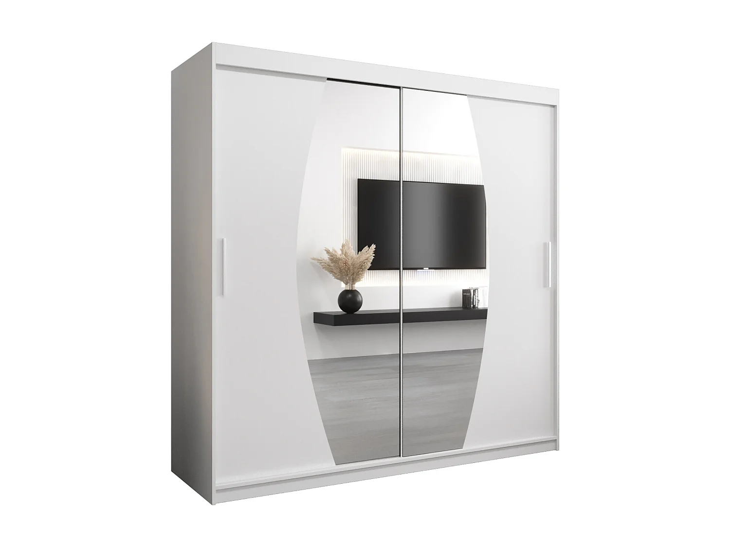 Armoire Elypse À Portes Coulissantes 200/200/62 2 portes (Blanc/Blanc)