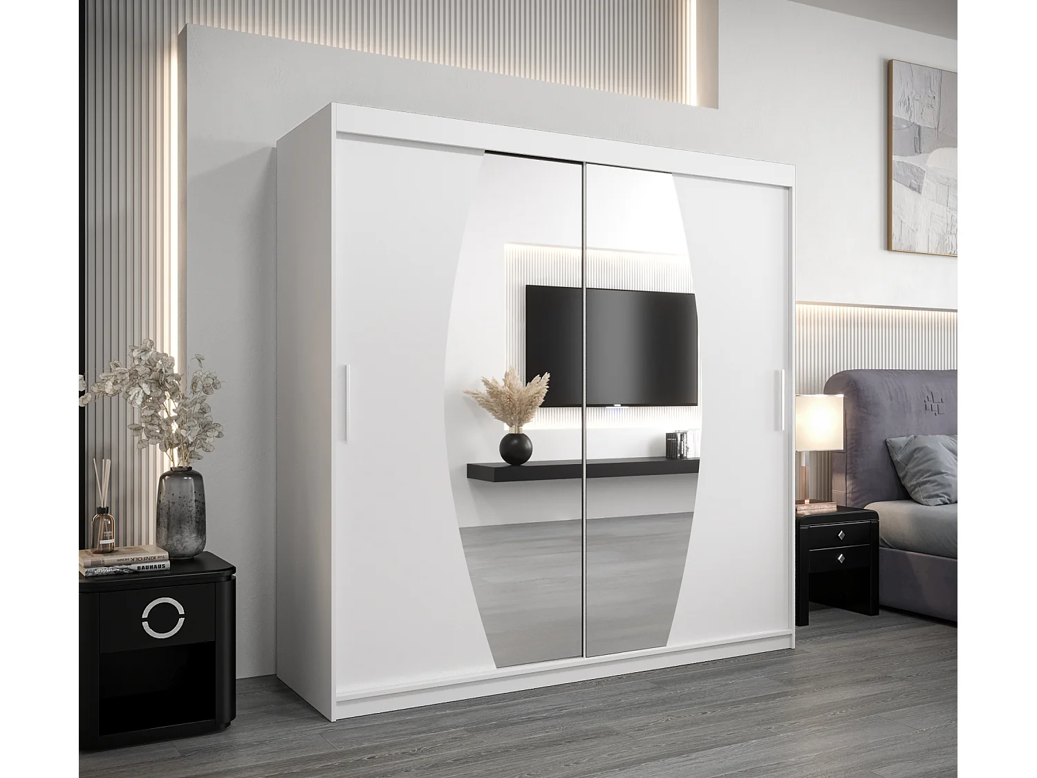 Armoire Elypse À Portes Coulissantes 200/200/62 2 portes (Blanc/Blanc)