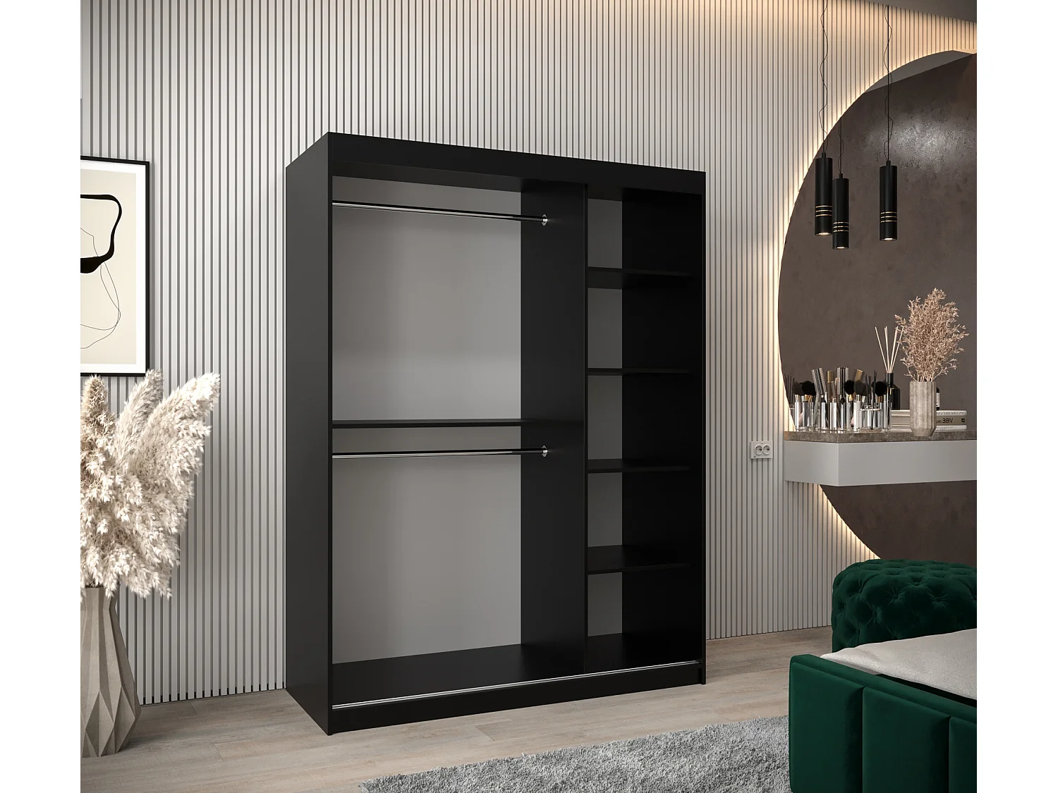 Armoire Elypse À Portes Coulissantes 200/150/62 2 portes (Noir/Artisan)