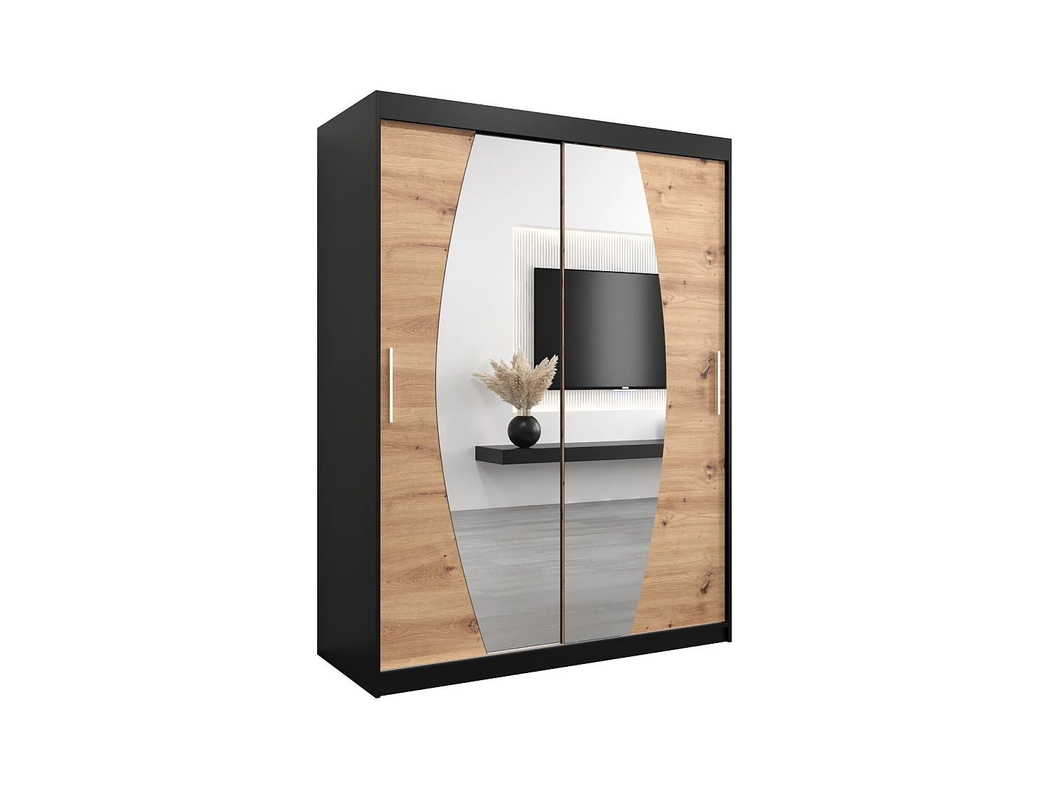 Armoire Elypse À Portes Coulissantes 200/150/62 2 portes (Noir/Artisan)