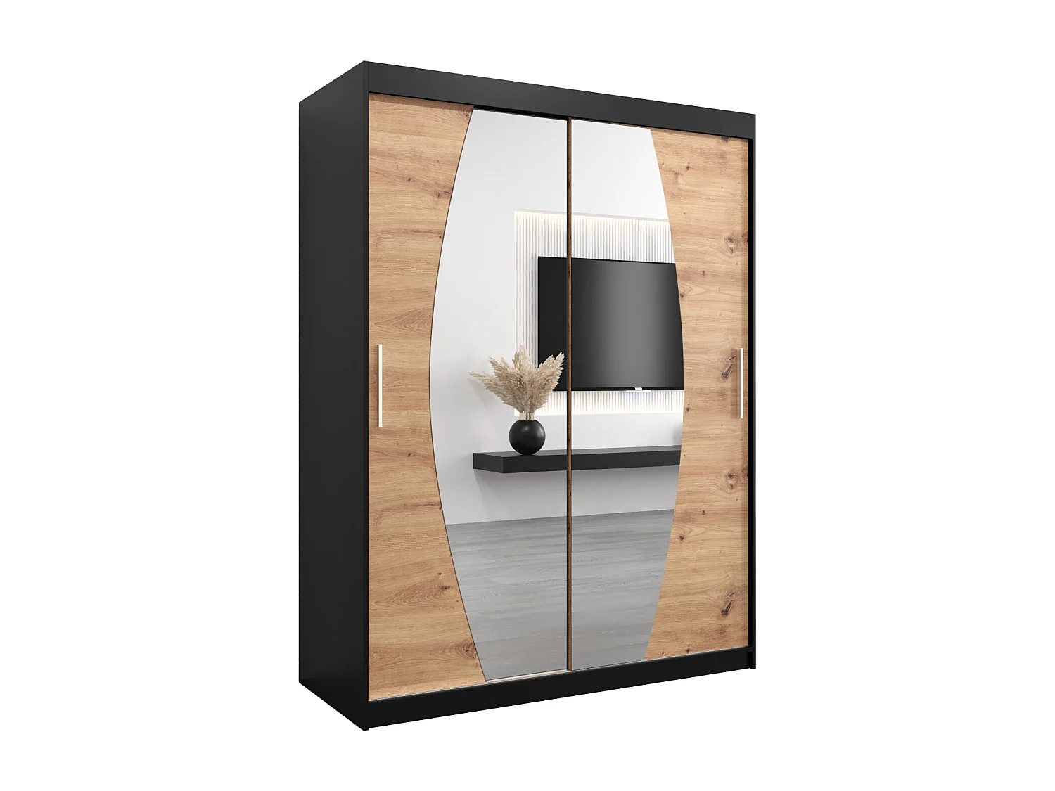 Armoire Elypse À Portes Coulissantes 200/150/62 2 portes (Noir/Artisan)