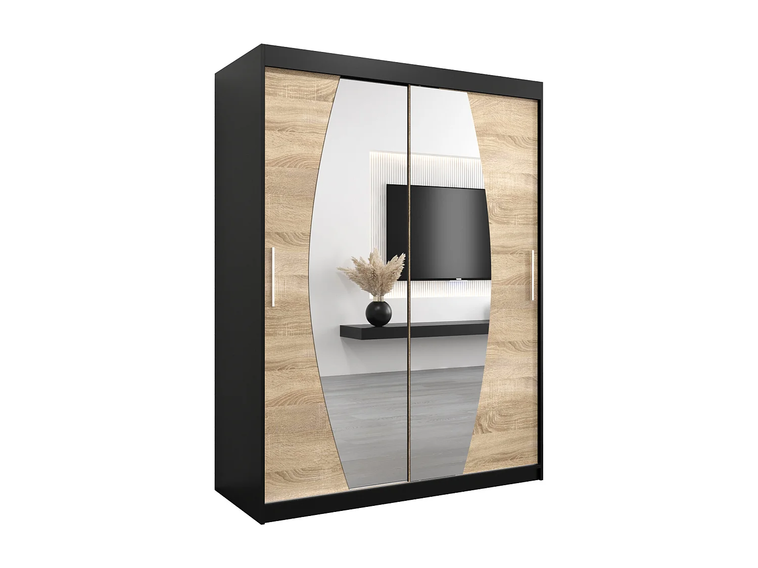 Armoire Elypse À Portes Coulissantes 200/150/62 2 portes (Noir/Sonoma)