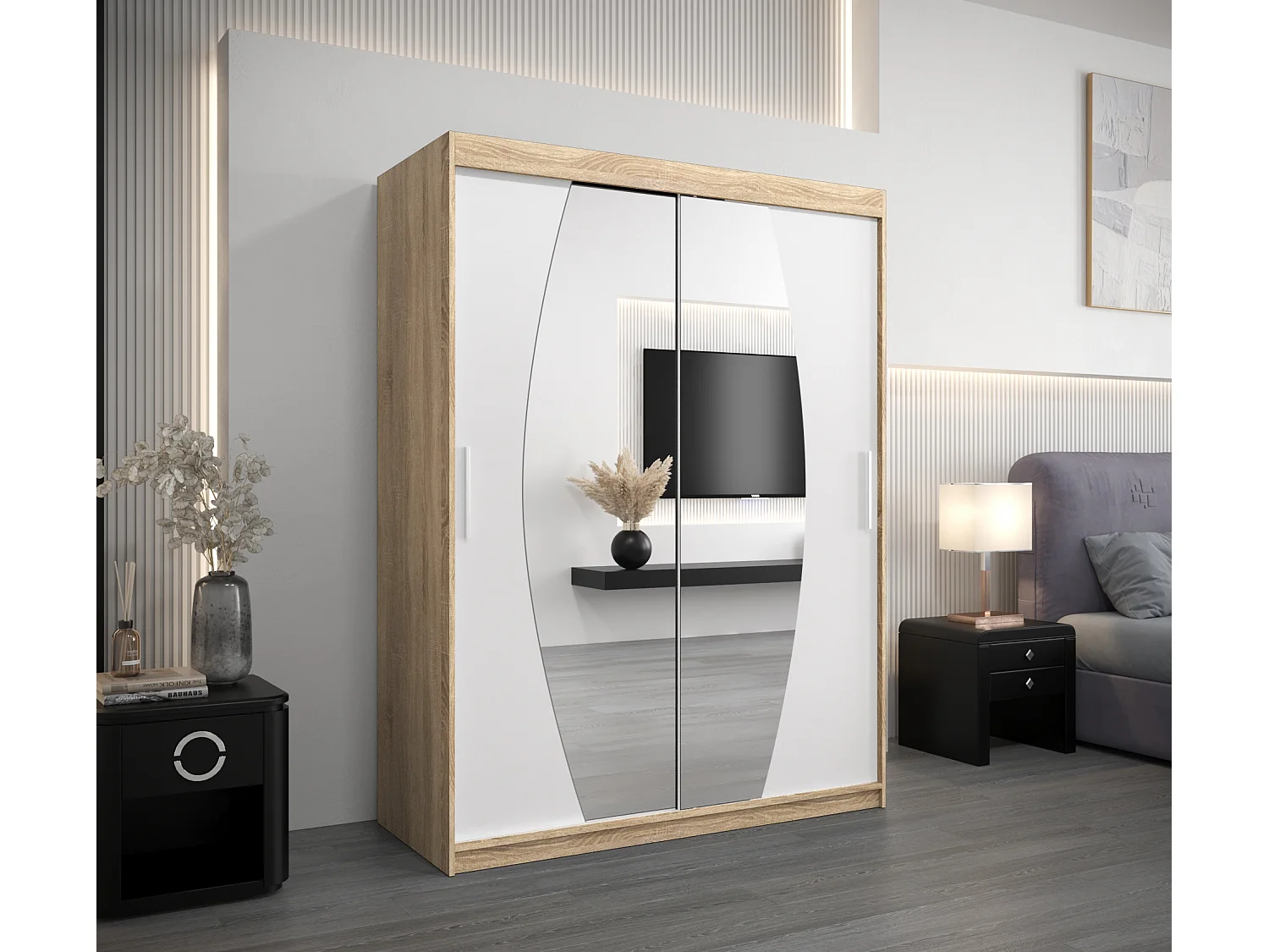 Armário Elypse com portas de correr 200/150/62 2 puertas (sonoma/branco)